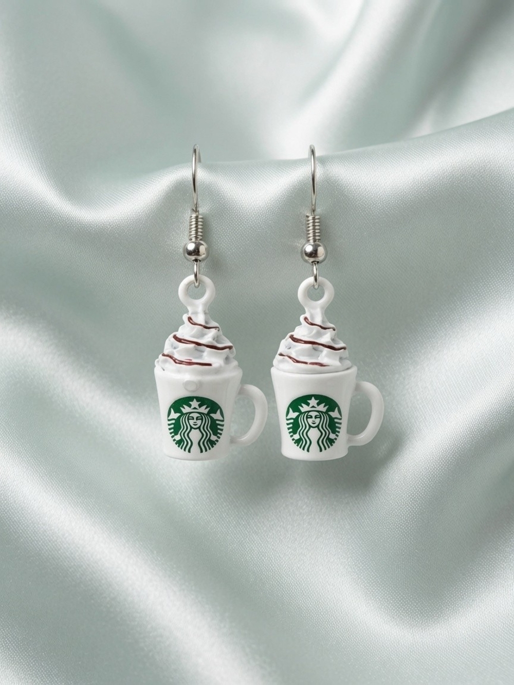 ☕ Starbucks Cup Earrings with Whipped Cream Cute Mini Coffee Mug Dangle Earrings